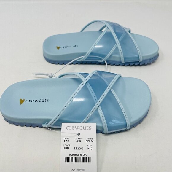 J Crew Crewcuts Little Girl K12 Slip On Pool Clear Jelly Sandals in Blue $45 223 - Picture 2 of 9